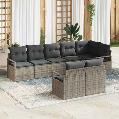 Tuinbankenset 8 st Grijs poly rattan