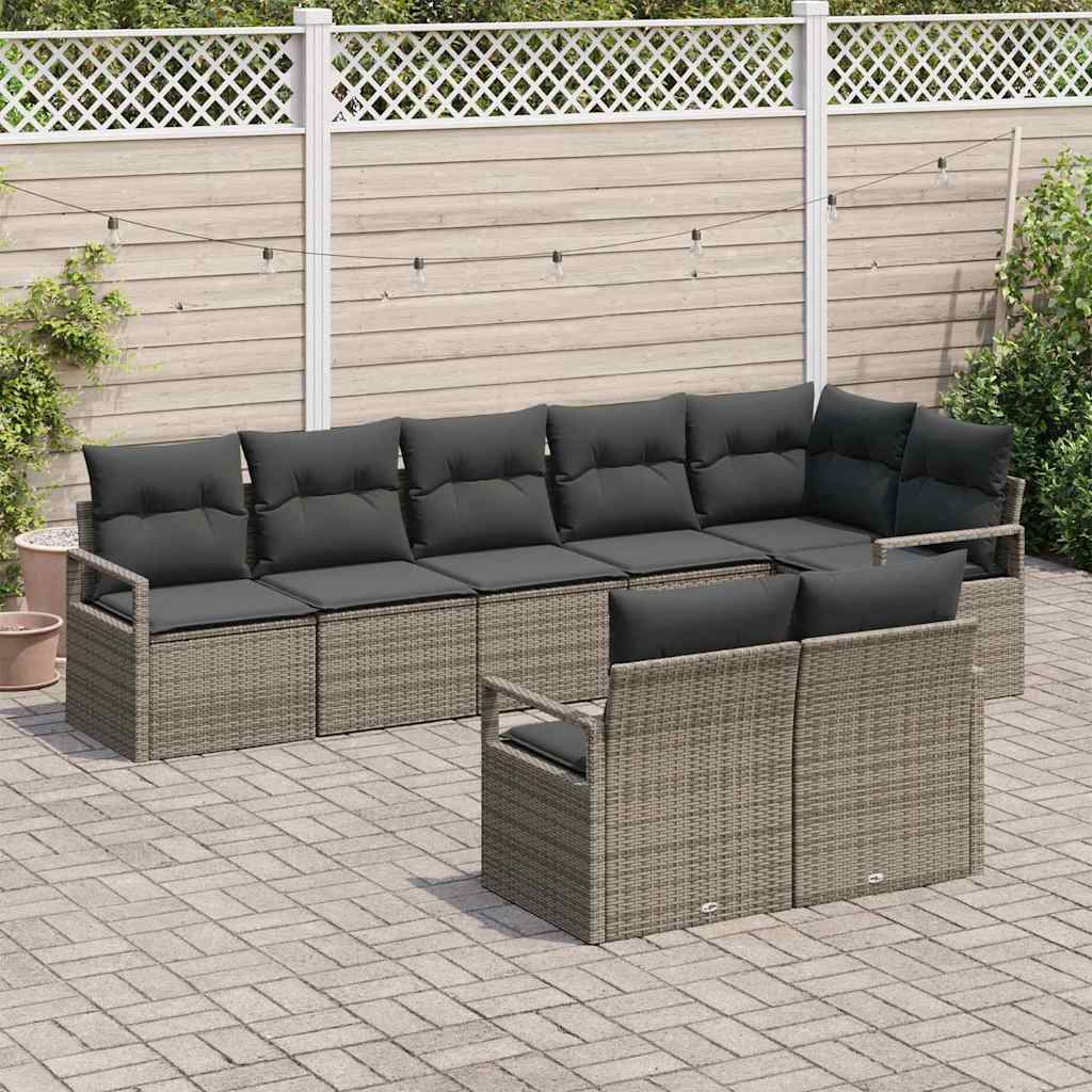 Tuinbankenset 8 st Grijs poly rattan