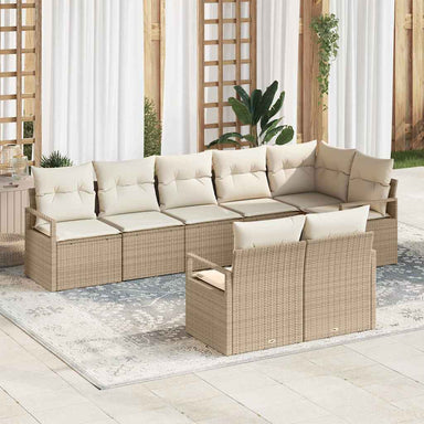 Tuinbankenset 8 st Beige en Wit poly rattan