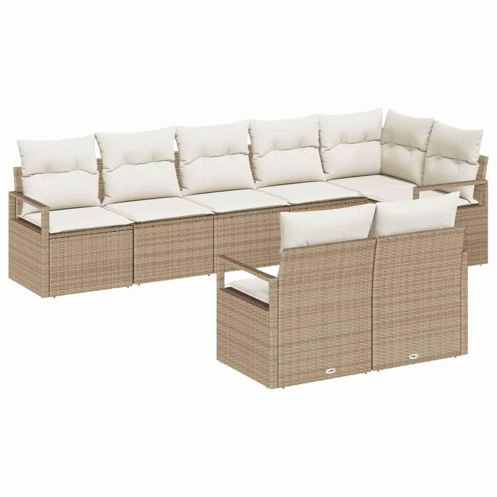 Tuinbankenset 8 st Beige en Wit poly rattan