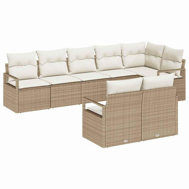 Tuinbankenset 8 st Beige en Wit poly rattan
