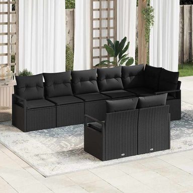 Tuinbankenset 8 st Zwart poly rattan