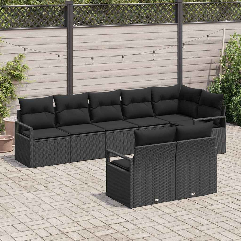 Tuinbankenset 8 st Zwart poly rattan