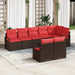 Tuinbankenset 8 st Bruin en Rood poly rattan