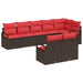Tuinbankenset 8 st Bruin en Rood poly rattan