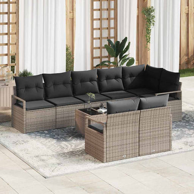 Tuinbankenset 9 st Lichtgrijs poly rattan