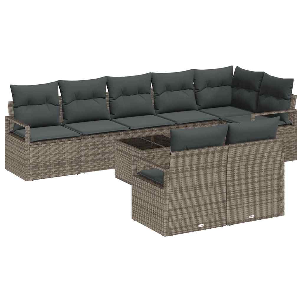 Tuinbankenset 9 st Lichtgrijs poly rattan