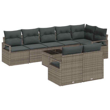 Tuinbankenset 9 st Lichtgrijs poly rattan