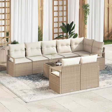 Tuinbankenset 9 st Beige en Crème poly rattan