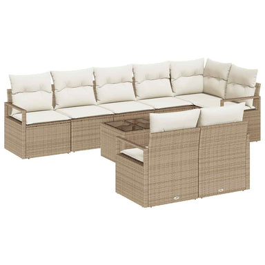 Tuinbankenset 9 st Beige en Crème poly rattan