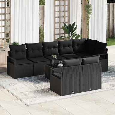 Tuinbankenset 9 st Zwart poly rattan