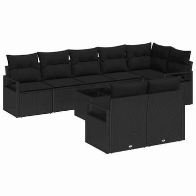 Tuinbankenset 9 st Zwart poly rattan