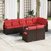 Tuinbankenset 9 st Bruin en Rood poly rattan