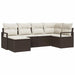 Bankstel 6 st Bruin en Crème poly rattan