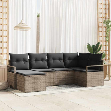 Bankstel 6 st Grijs poly rattan