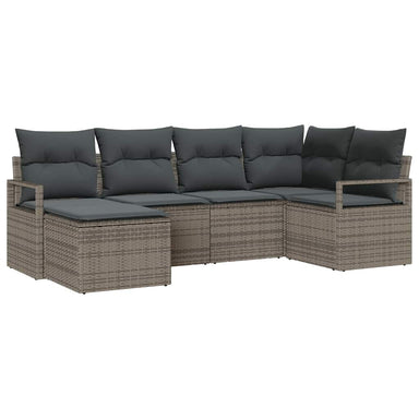 Bankstel 6 st Grijs poly rattan