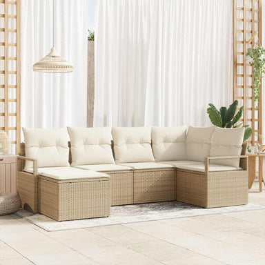 Bankstel 6 st Beige en Crème poly rattan