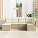Bankstel 6 st Beige en Crème poly rattan