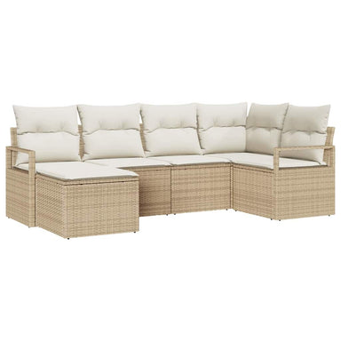 Bankstel 6 st Beige en Crème poly rattan
