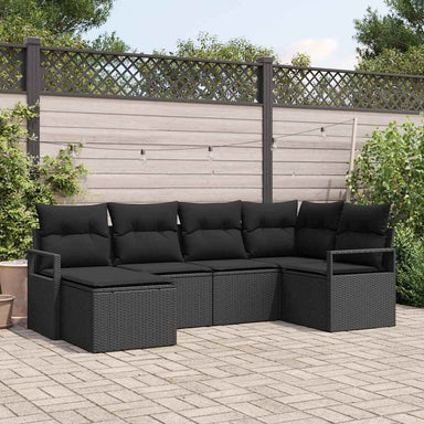 Bankstel 6 st Zwart poly rattan
