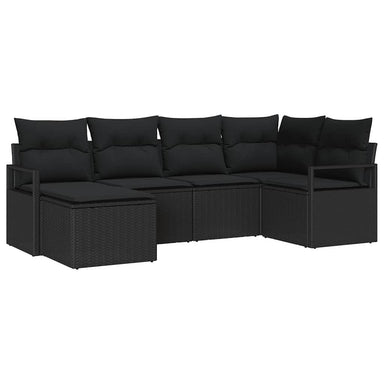 Bankstel 6 st Zwart poly rattan