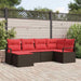 Bankstel 6 st Bruin en Rood poly rattan