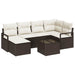 Bankstel 7 st Bruin en Crème poly rattan