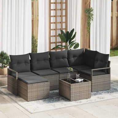 Bankstel 7 st Lichtgrijs poly rattan