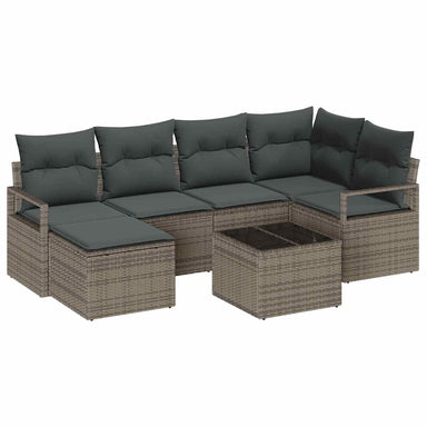 Bankstel 7 st Lichtgrijs poly rattan