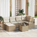 Bankstel 7 st Beige en Crème poly rattan