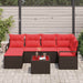 Bankstel 7 st Bruin en Rood poly rattan