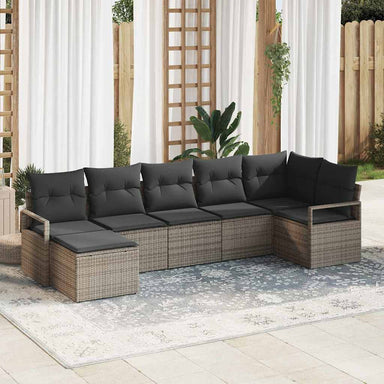 Bankstel 7 st Grijs poly rattan