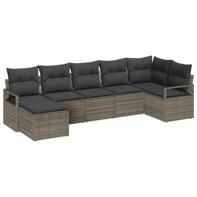 Bankstel 7 st Grijs poly rattan