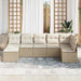 Bankstel 7 st Beige en Crème poly rattan