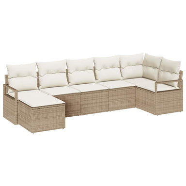 Bankstel 7 st Beige en Crème poly rattan