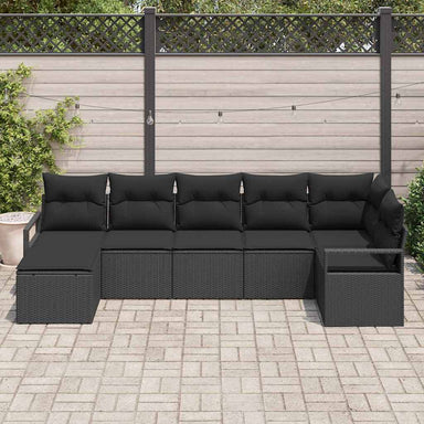 Bankstel 7 st Zwart poly rattan