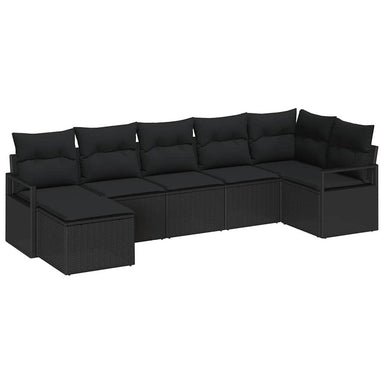 Bankstel 7 st Zwart poly rattan