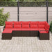 Bankstel 7 st Bruin en Rood poly rattan