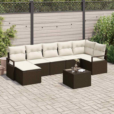 Bankstel 8 st Bruin en Crème poly rattan
