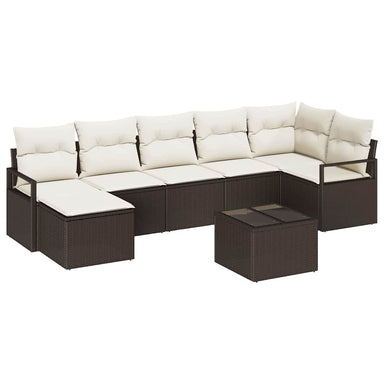 Bankstel 8 st Bruin en Crème poly rattan