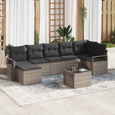 Bankstel 8 st Lichtgrijs poly rattan