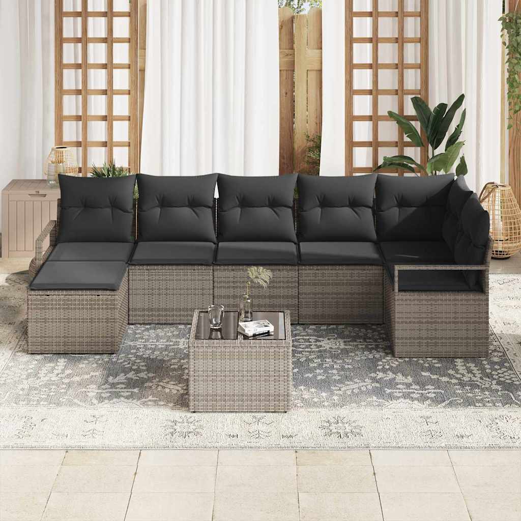 Bankstel 8 st Lichtgrijs poly rattan