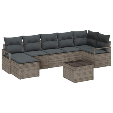 Bankstel 8 st Lichtgrijs poly rattan