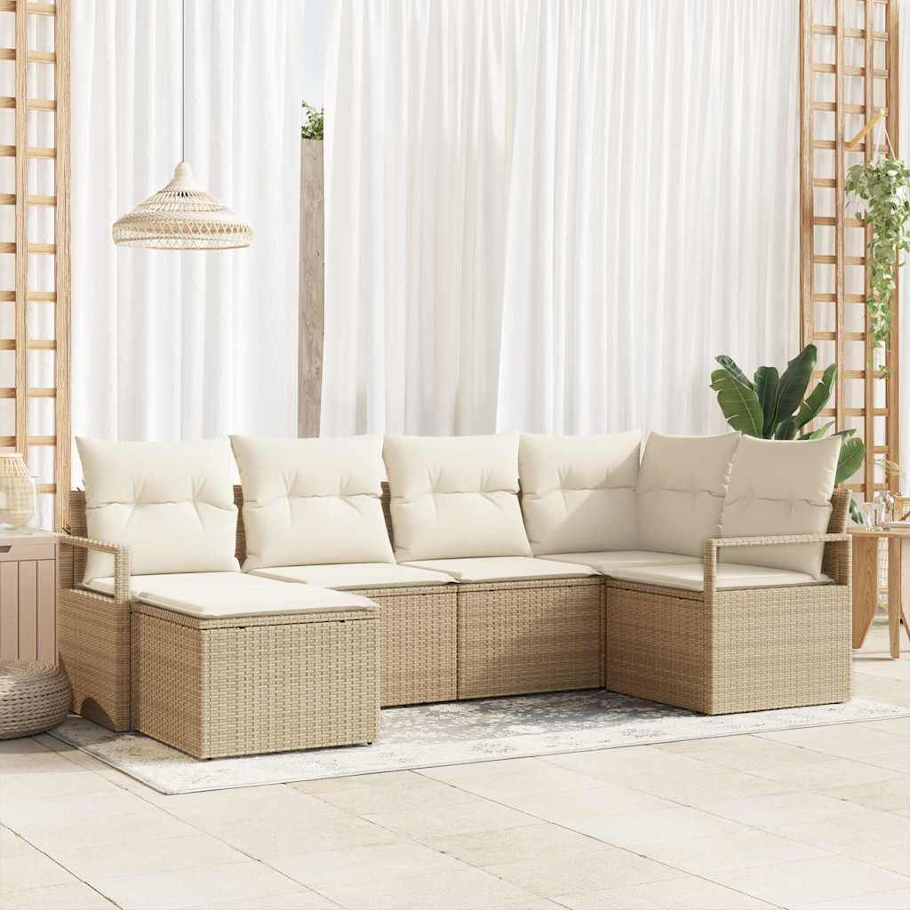 Bankstel 8 st Beige en Crème poly rattan