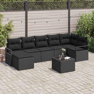 Bankstel 8 st Zwart poly rattan