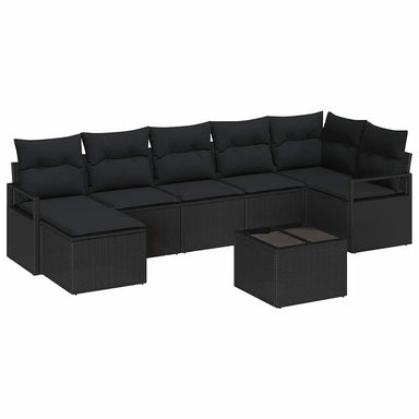 Bankstel 8 st Zwart poly rattan