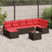 Bankstel 8 st Bruin en Rood poly rattan