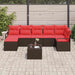 Bankstel 8 st Bruin en Rood poly rattan
