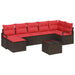 Bankstel 8 st Bruin en Rood poly rattan