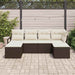 Bankstel 6 st Bruin en Crème poly rattan
